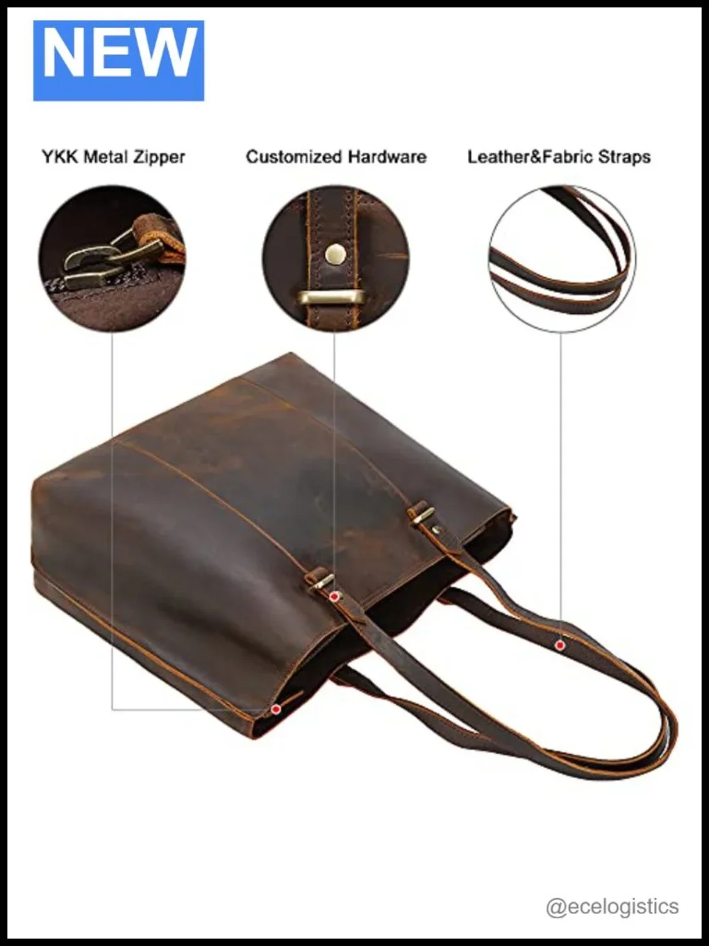 Full Grain Leather Tote Bag Women's Large Handbag Work Purse